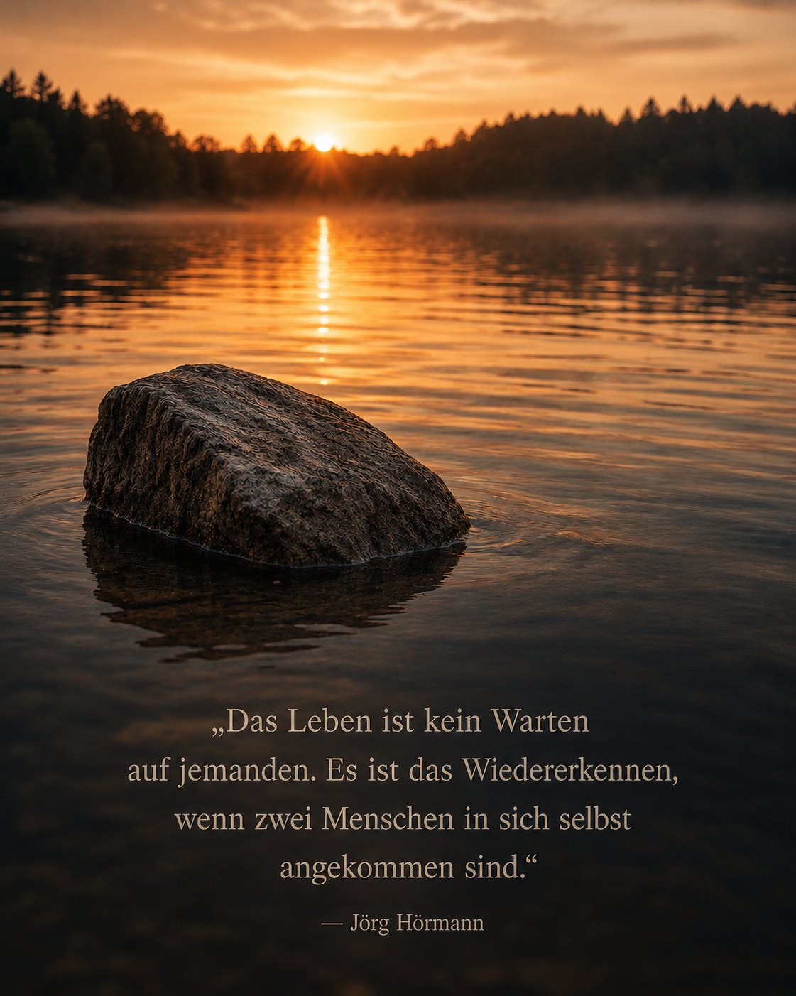 Das Leben ist kein Warten auf jemanden. Es ist das Wiedererkennen, wenn zwei Menschen in sich selbst angekommen sind. — Jörg Hörmann
